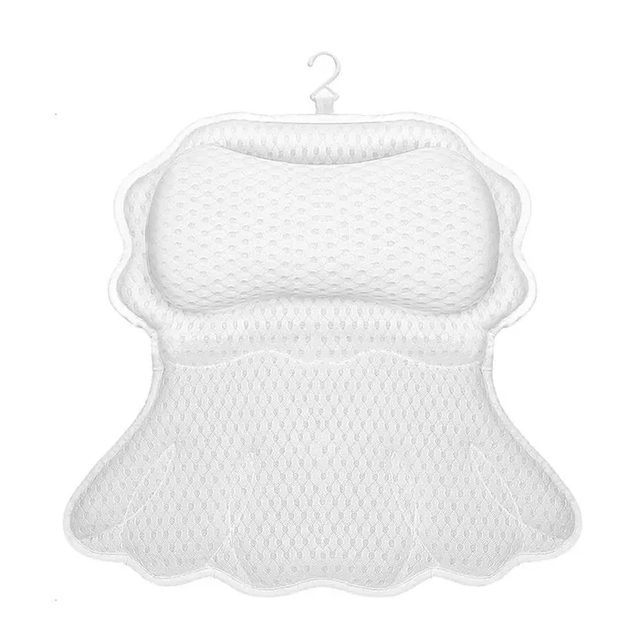 17.9 in. L x 17.9 in. W x 17.9 in. H Bath Accessory, Bath Pillow for Tub Neck Support in White w/6 Suction Cups