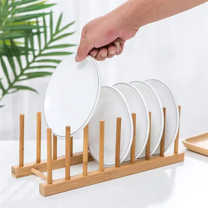 1pc Bamboo Dish Rack Drainer; Cup Book Pot Lid Cutting Board Drying Rack; Bracket Drainer Storage Rack