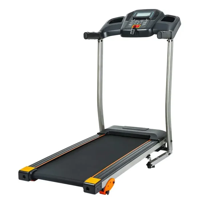 2.5 HP Black Metal Foldable Electric Treadmill with Safety Key, LCD Display, Remote Control and Pad/Phone Holder