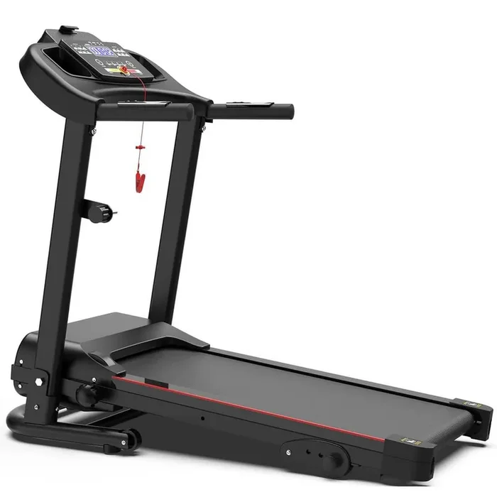 2.5 HP Black Stainless Steel Foldable Electric Treadmill with Safety Key, LCD Display, Pad/Phone Holder and Inclines