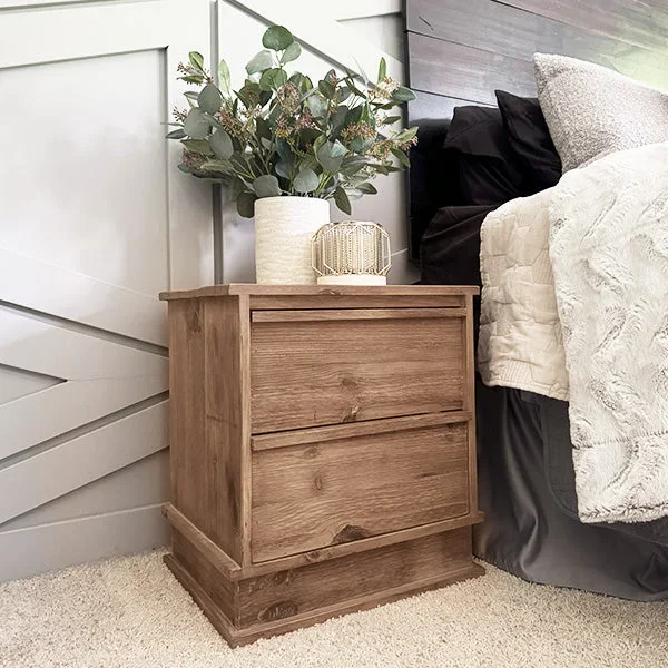 2 Drawer Traditional Pine Wood Nightstand – Decor Steals