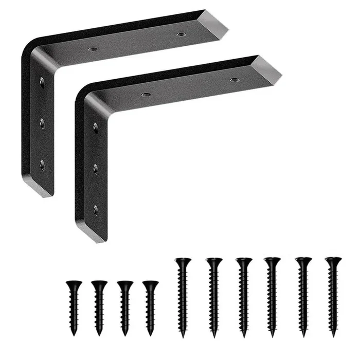 2-Pack 8 in. Countertop Support Brackets, L Shelf Bracket, Blind Shelf Support, Shelving Mounting Countertop Brackets