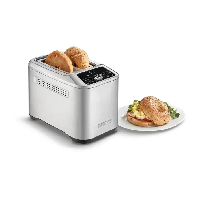 2-Slice standard slot Motorized Metal 900-Watt Grey Digital Toaster