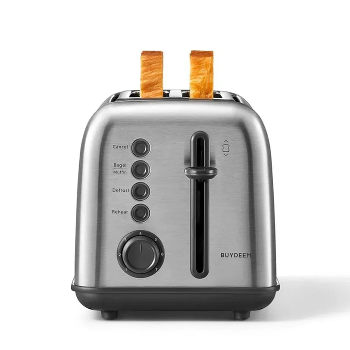 2-Slice Toaster, Extra Wide Slots, Retro Stainless Steel with High Lift Lever, Removal Crumb Tray, 7-Shade Settings