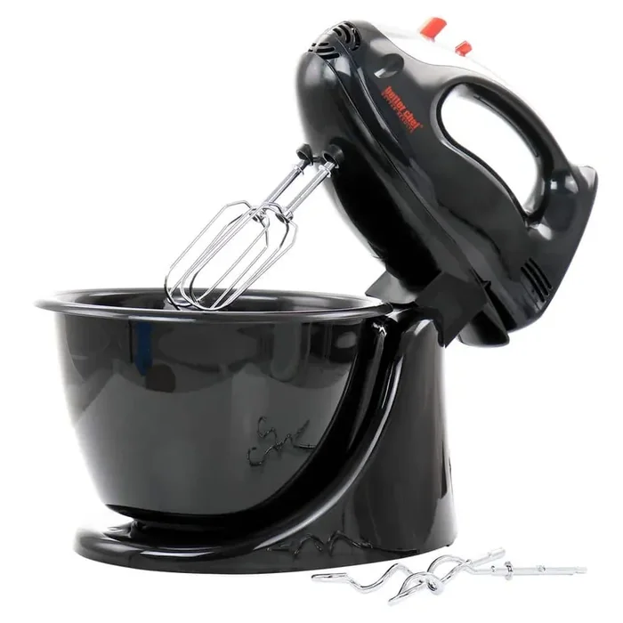 200-Watt 5-Speed Stand/Hand Mixer in Black with Mixing Bowl