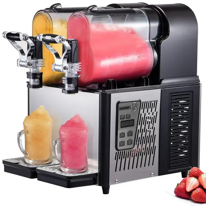 203 oz. Commercial Slushy Machine, 3LX2 Tank Black Snow Cone Machine, 340W with Temperature Preservation Stainless Steel