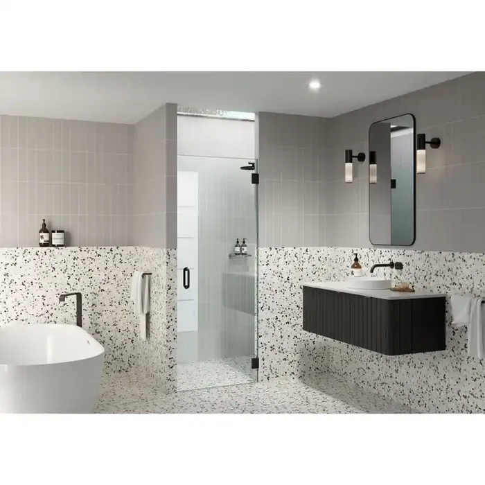 24.5 in. W x 78 in. H Pivot/Hinged Frameless Shower Door in Matte Black – Door Only – Width Adj 24.875 – 25.275