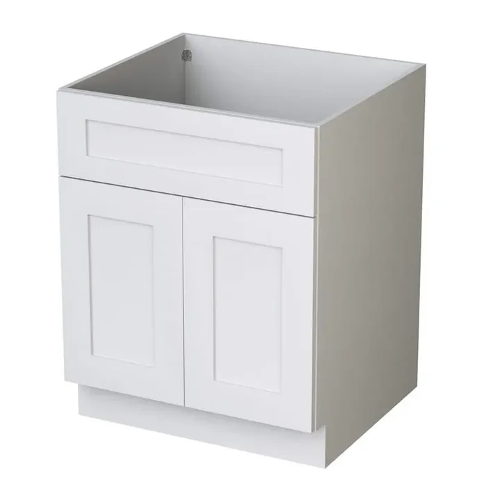 24-in W x 21-in D x 34.5-in H in Plywood Ready to Assemble Floor Drawer Base Kitchen Cabinet in White with Drawer