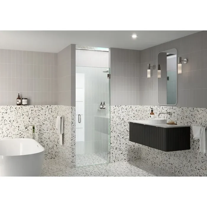 24 in. W x 78 in. H Pivot/Hinged Frameless Shower Door in Polished Nickel-Door Only-Width Adj 24.375-24.775