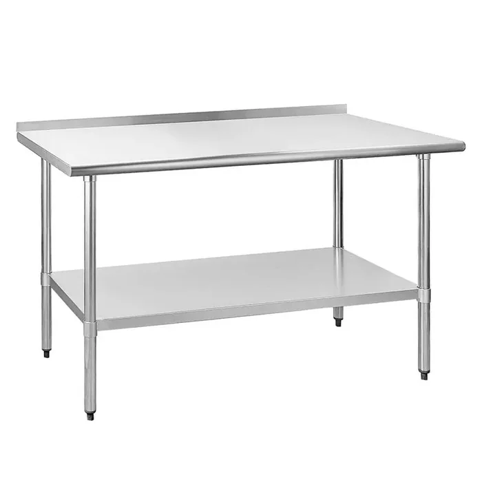 24 in. x 60 in. Stainless Steel Kitchen Prep Table with Backsplash, Galvanized Legs and Adjustable Under Shelf