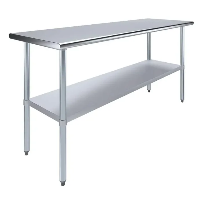 24 in. x 72 in. Stainless Steel Kitchen Utility Table with Adjustable Bottom Shelf