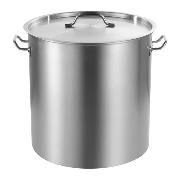 24 qt. Stainless Steel Stockpot, Commercial Grade Cooking Pot with Lid & Handle, Heavy Duty, Sanding Treatment