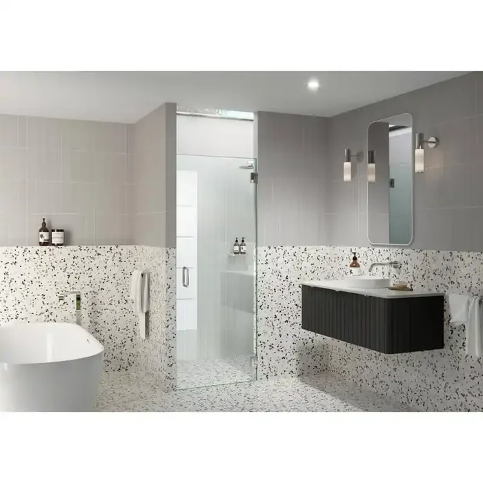 25.25 in. W x 78 in. H Pivot/Hinged Frameless Shower Door in Polished Nickel-Door Only-Width Adj 25.625-26.025