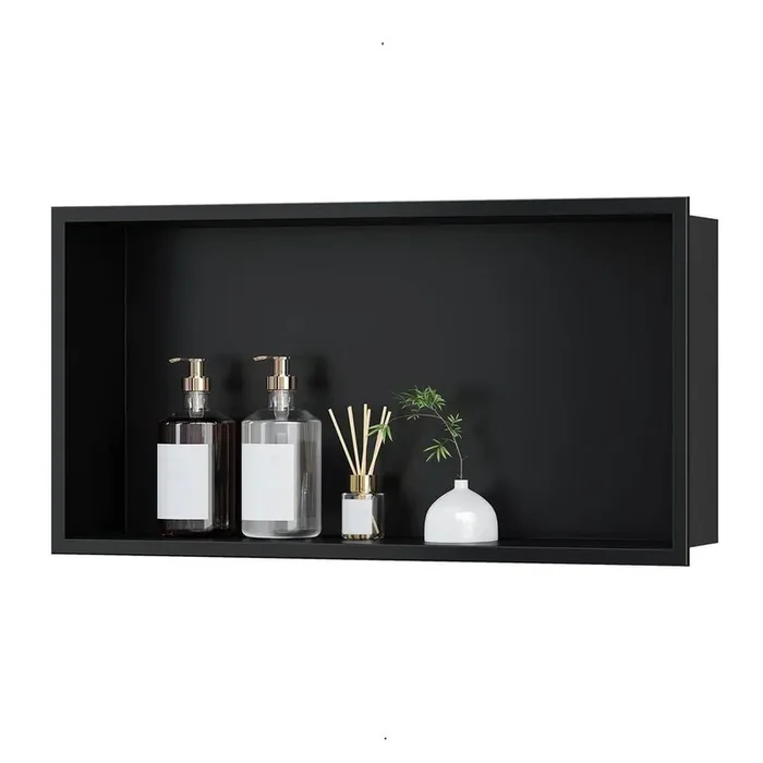 28 in. W x 28 in. H x 4 in. D Stainless Steel Shower Niche in Matte Black