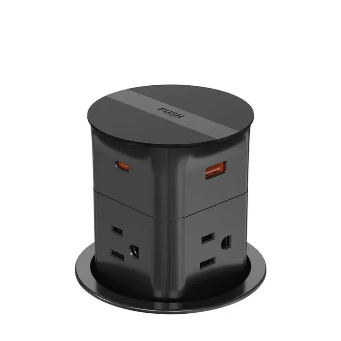 3.15 in. Desk Grommet Power Station with 6ft Cord, Pop up Outlet for Countertop, Black