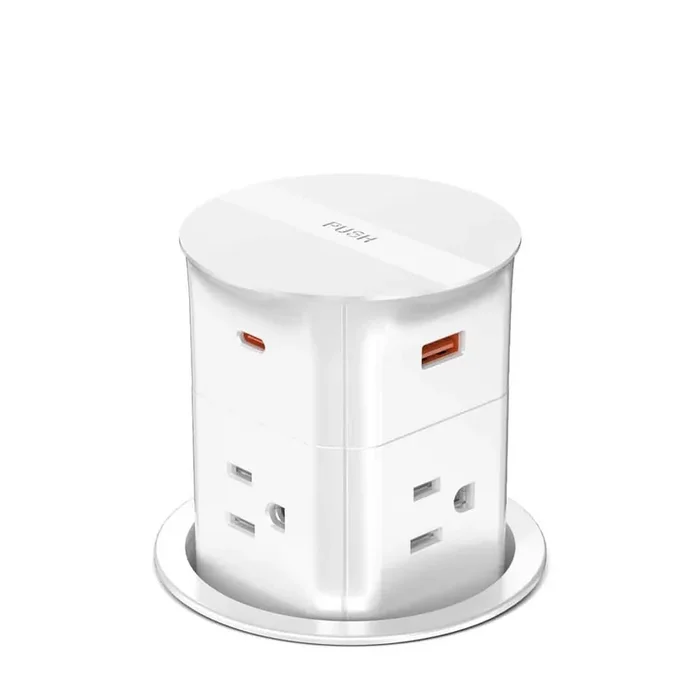 3.15 in. Desk Grommet Power Station with 6ft Cord, Pop up Outlet for Countertop, White