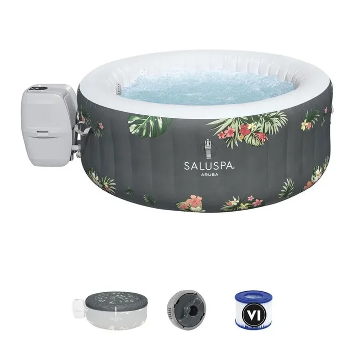 3-Person 110-Jet Inflatable Hot Tub with Cover, Pump and 2 Filter Cartridges, 120-Volt