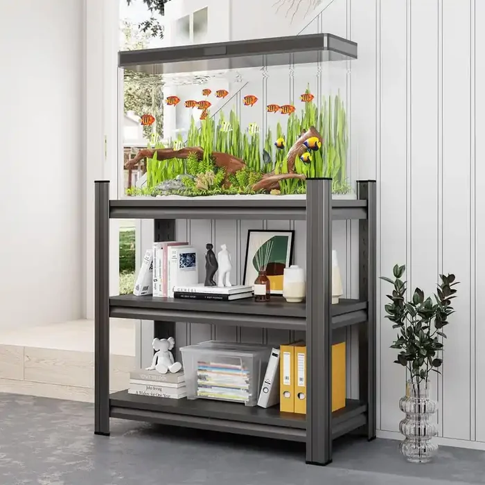 3-Tier Metal Shelves, Adjustable Height Storage Shelving Units for Kitchen, Garage, Laundry in Black