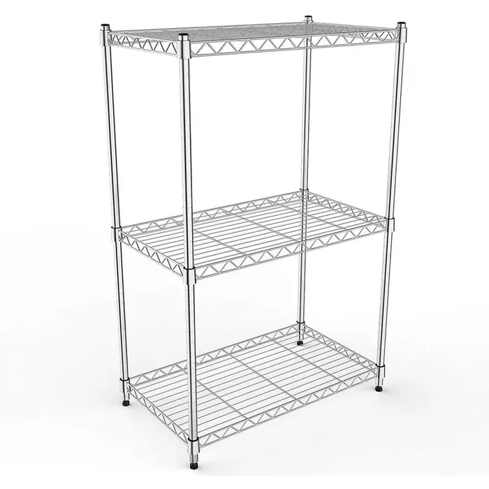 3-Tier Silver Heavy Duty Foldable Metal Kitchen Cart with Wheels Moving Easily Organizer Shelves Great,750 lbs. Capacity