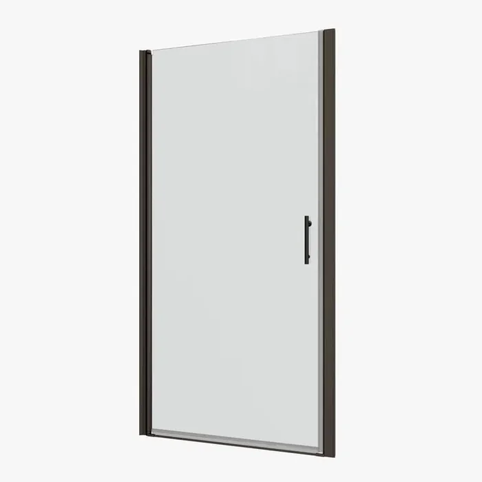 30-31 3/8 in. W x 72 in. H Semi Frameless Universal Pivot Shower Door in Matte Black with 1/4 in. Tempered Glass