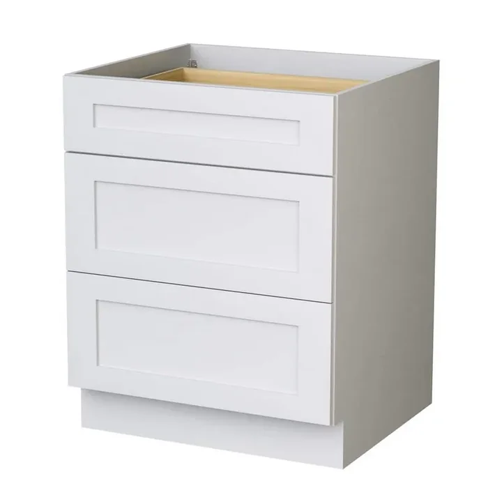 30 in. W x 24 in. D x 34.5 in. H Ready to Assemble Plywood Shaker Drawer Base Kitchen Cabinet in White with Soft Close