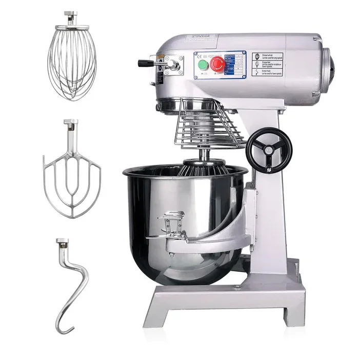 30 Qt. 3-Speed 1100-Watt Stainless Steel Stand Mixer Commercial Dough Food Mixer with Dough Hood