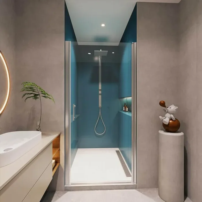 30 to 31 3/8 in. W x 72.00 in. H Pivot Semi-Frameless Shower Door in Chrome with Clear Tempered Glass
