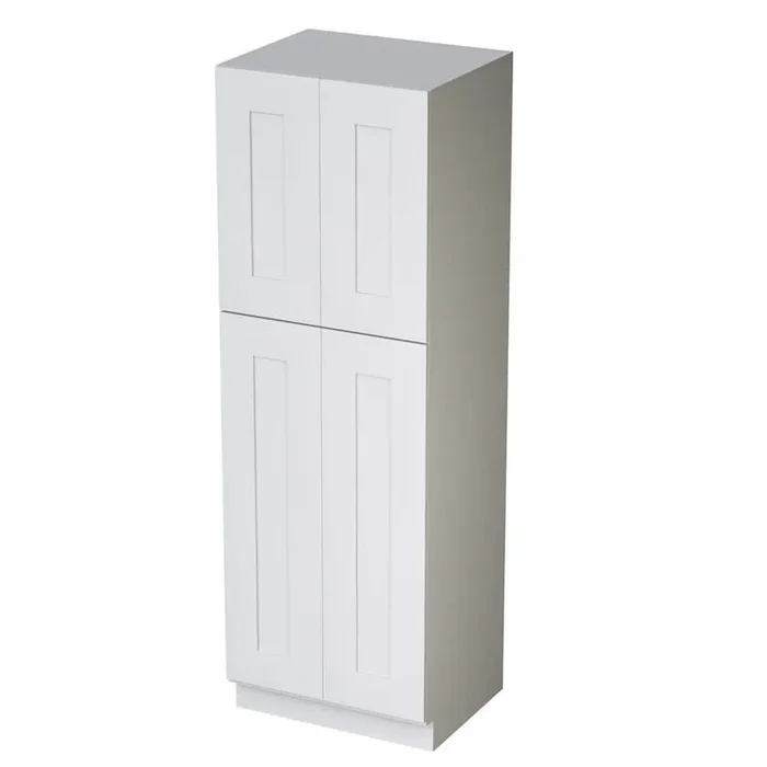 30in W x 24in D x 90in H Plywood Ready to Assemble Floor Base Kitchen Cabinet in White with Doors and Shelves