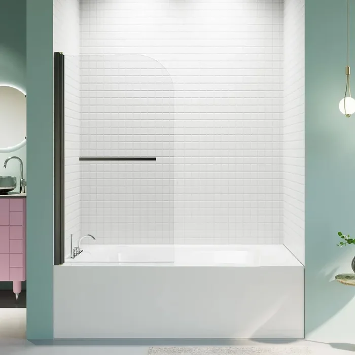 31 in. W x 55 in. H Pivot Frameless Folding Shower Doors in Matte Black Finish with SGCC Tempered Glass