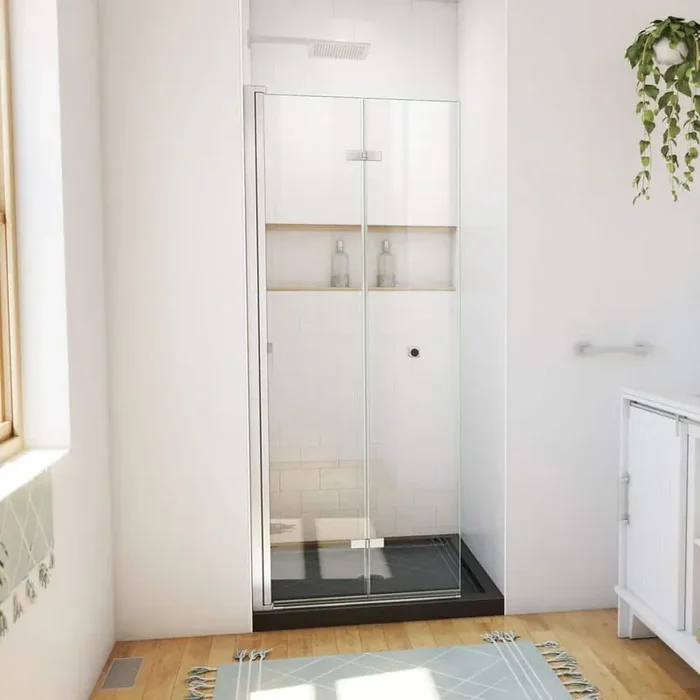 32 in. L x 32 in. W x 74-3/4 in. H Alcove Shower Kit with Bi-Fold Frameless Shower Door and Shower Pan