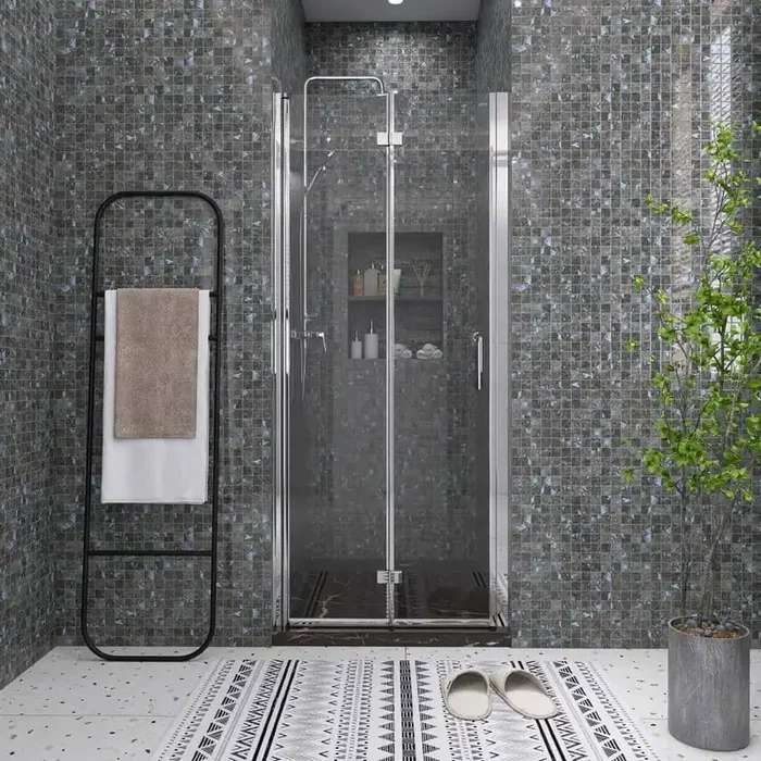 32 in. W x 72 in. H Bi-Fold Semi-Frameless Shower Door in Chrome Finish with Clear Glass