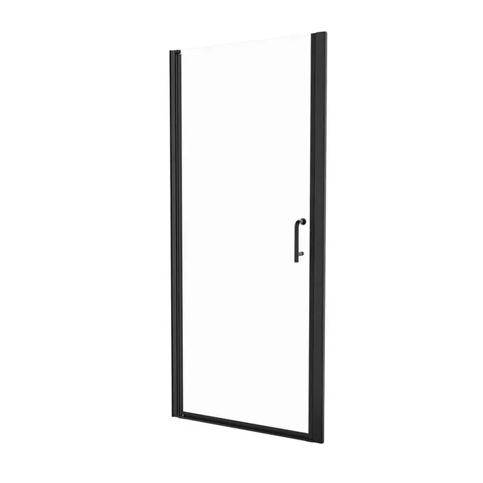 32 to 33-3/8 in. W. x 72 in. H Pivot Semi-Frameless Shower Door in Matte Black Finish with SGCC Certified Clear Glass