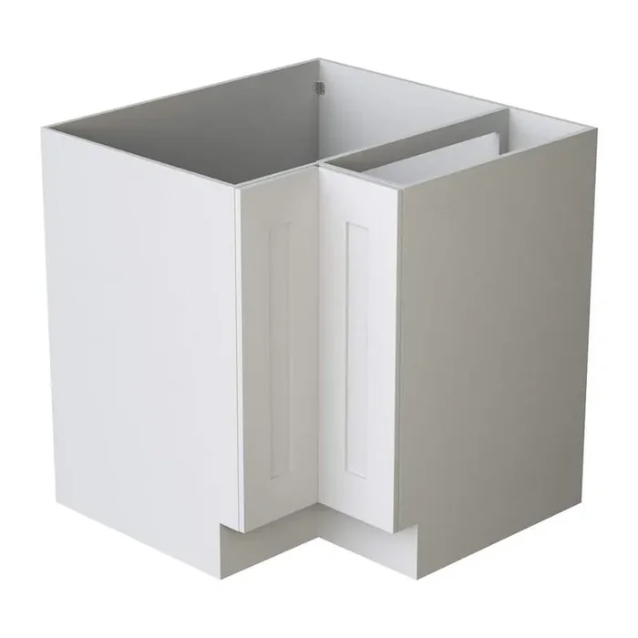 33 in. W x 24 in. D x 34.5 in. H Ready to Assemble Plywood Floor Corner Kitchen Cabinet in White with Soft Close