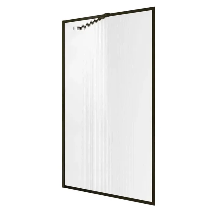 33 in. W x 58 in. H Single Fixed Frameless Tub Door in Matte Black without Handle Tempered Clear Glass