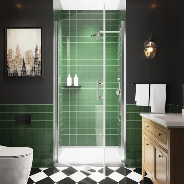 34-35.5 in. W x 72 in. H Frameless Pivot Shower Door in Chrome with 1/4 in. Clear Tempered Glass Shower Door