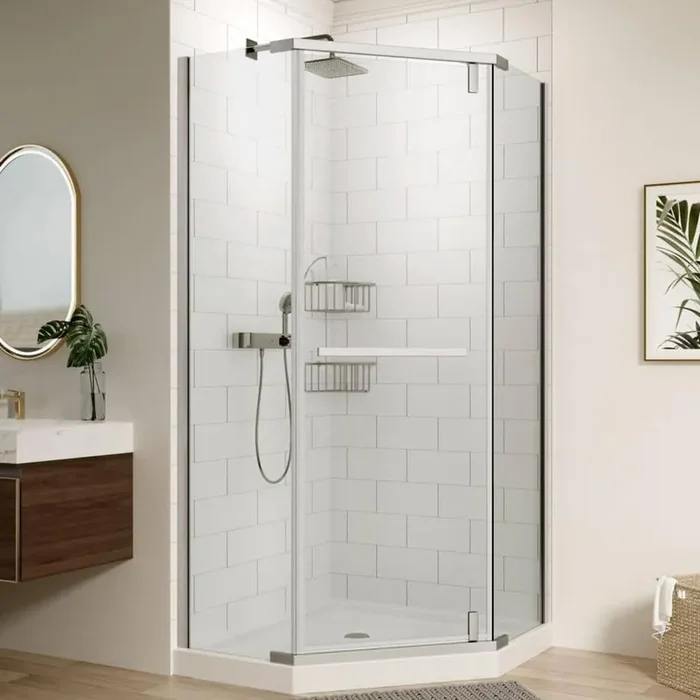 34.75 in. W x 72 in. H Neo Angle Pivot Frameless Corner Shower Enclosure in Chrome