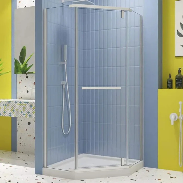 34.75 in. W x 72 in. H Neo Angle Pivot Frameless Corner Shower Enclosure in Matte White