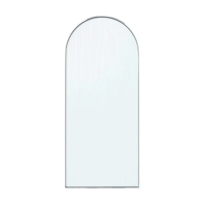 34 in. W x 78 in. H Framed Fixed Shower Door Arched Shower Door in Chrome with 3/8 in. (10mm) Fluted Glass