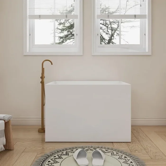 35.4 in. x 27.5 in. Acrylic Flatbottom Freestanding Bathtub Soaking Bathtub in White