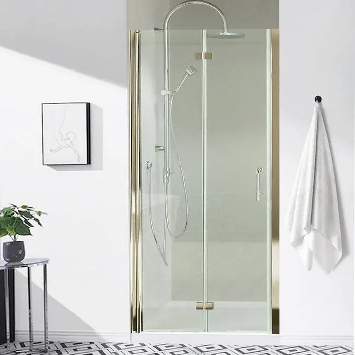 36-37 3/8 in. W x 72 in. H Bi-Fold Semi-Frameless Shower Door in Brushed Nickel with 6mm Clear Tempered Glass, Handle