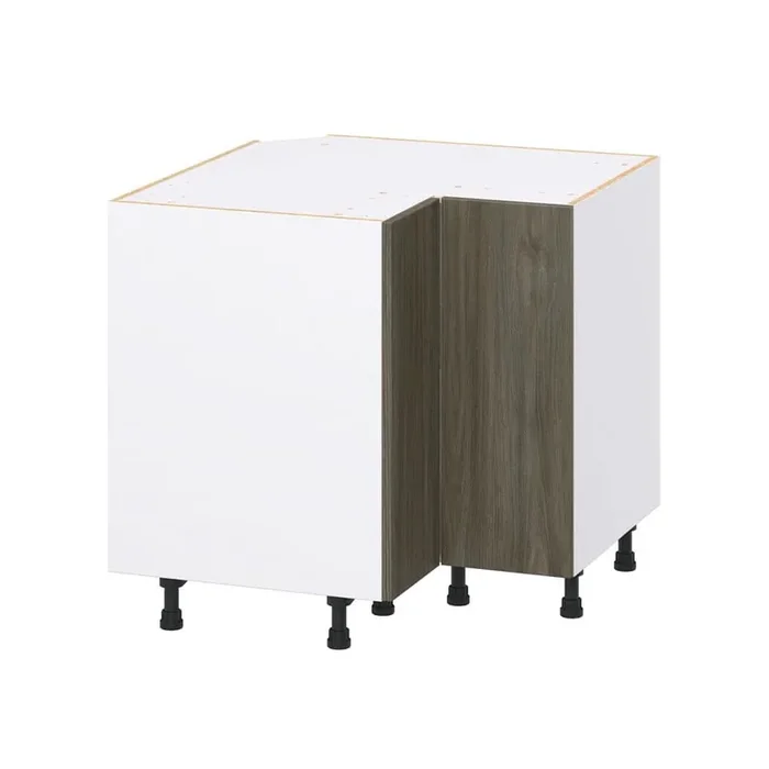 36 in. W x 34.5 in. H x 24 in. D Medora textured Slab Walnut Assembled Corner Base Kitchen Cabinet