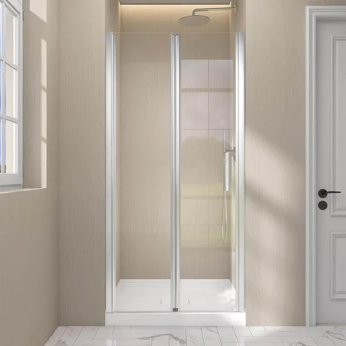 36 to 37.25 in. W x 72 in. H Frameless Shower Door Bifold Swing Pivot Small Foldable Shower Door in Chrome Clear Glass