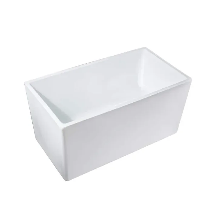 39.37 in. L x 27.56 in. W Contemporary Design Acrylic Flatbottom Soaking Tub Freestanding Bathtub in White