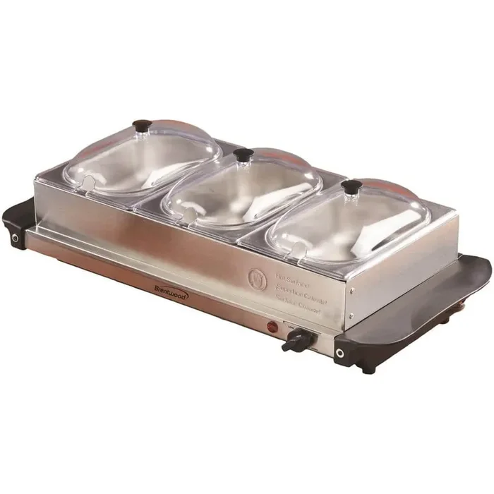 4.5 Qt. Silver Buffet Server with 3 Crocks