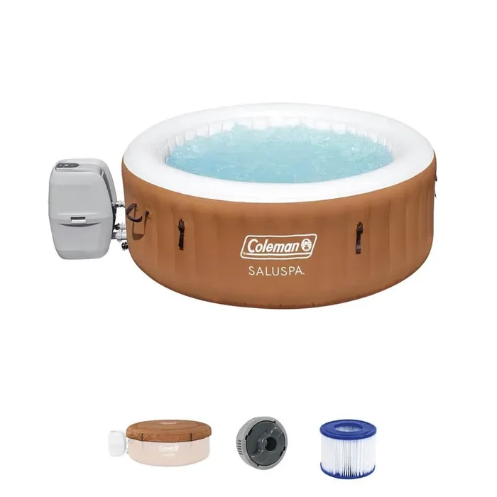 4-Person 120-Jet Inflatable Hot Tub with Cover, Pump, and 2-Filter Cartridges, 120-Volt
