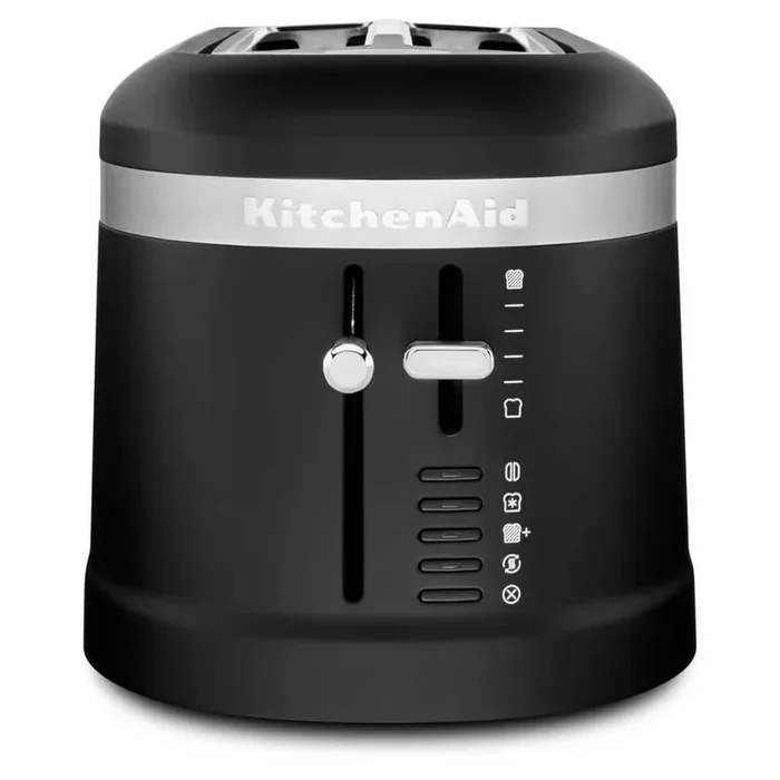 4-Slice Matte Black Long Slot Toaster with High-Lift Lever