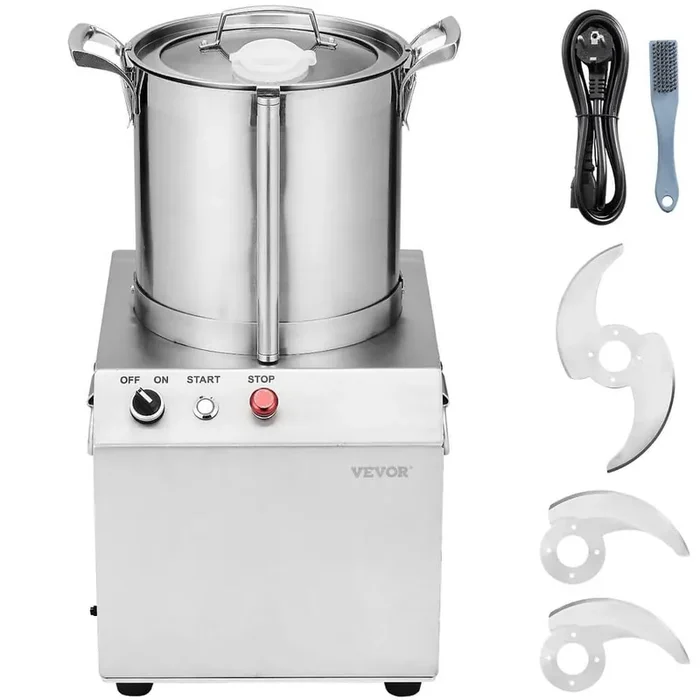 42-Cup Capacity Commercial Food Processor Grain Mill Electric Food Cutter 1400 RPM Stainless Steel Food Processor Silver
