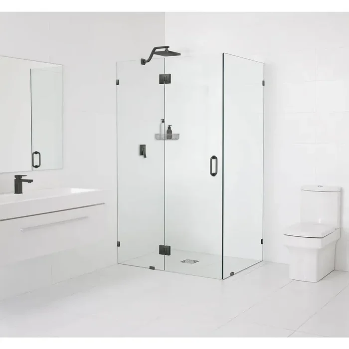 43 in. W x 37 in. D x 78 in. H Pivot Frameless Corner Shower Enclosure in Oil Rubbed Bronze Finish with Clear Glass