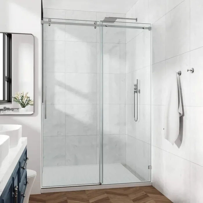 44-48 in. W x 76 in. H Sliding Frameless Shower Door in Chrome with Clear Glass