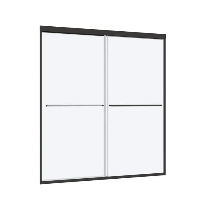 48 in. W x 70 in. H Double Sliding Framed Shower Door in Matte Black with Smooth Sliding and 1/4 in. 6 mm Glass